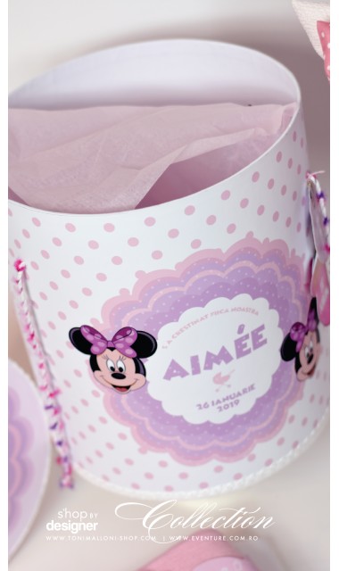 Trusou de botez Minnie Mouse pentru fetite personalizat prin brodare, Happy Minnie  2